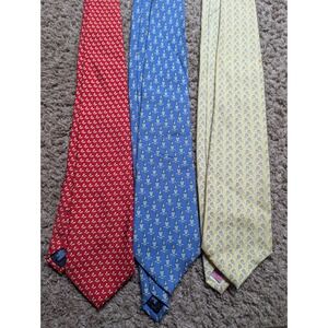 Vineyard‎ Vines Silk Tie Lot 3 Neckties Red Blue Yellow Novelty Print